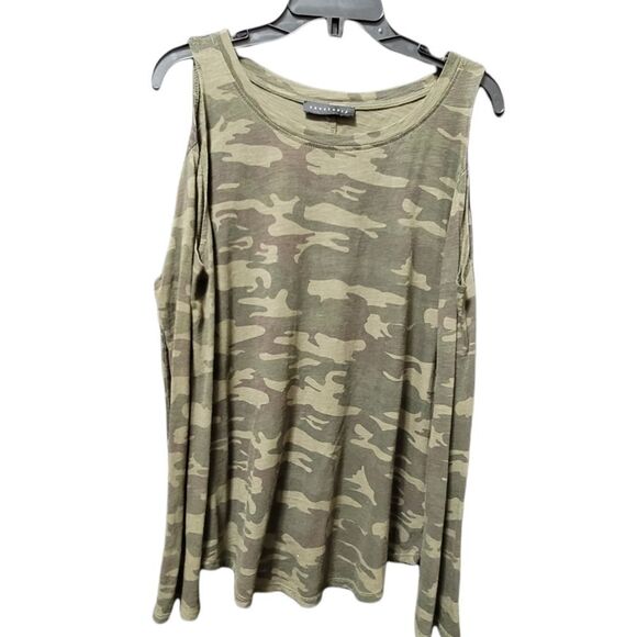 Sanctuary Camouflage Cold Shoulder Top L - Picture 1 of 7